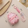 Strawberry Printed Backpack Coin Bag Cute Sweet Money Change Purse With Keychain Portable Earphone Storage Bag Wallet