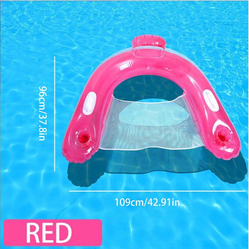 Inflatable Pool Float with Cup Holders Pool Floaties Floating Pool Chair for Adults Swimming Pool Party Summer Water Fun