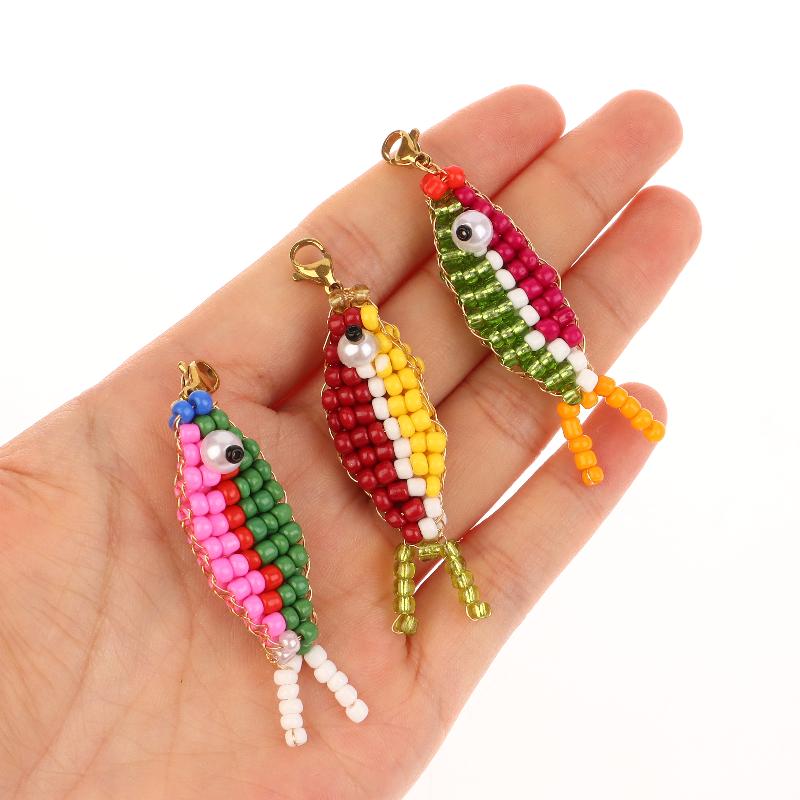 1 Stück Bunte Perlen Kleiner Fisch Anhänger Schlüsselanhänger Handyhülle Taschenanhänger Rucksackzubehör Taschenanhänger