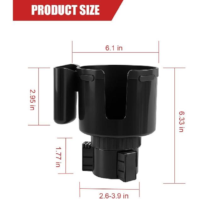2 In 1 Car Cup Holder Expander With Phone Holder, 2.6"-3.93" Vehicle Cupholder Extender Adapter With Expandable Base, Auto Interior Water Bottle