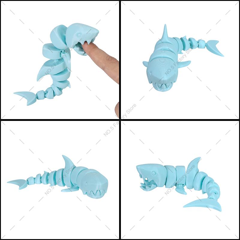 3D Printed Shark Action Figures Multi-Jointed Movable Animal Craft Figurine Home Ornament Christmas Gift For Child Toy