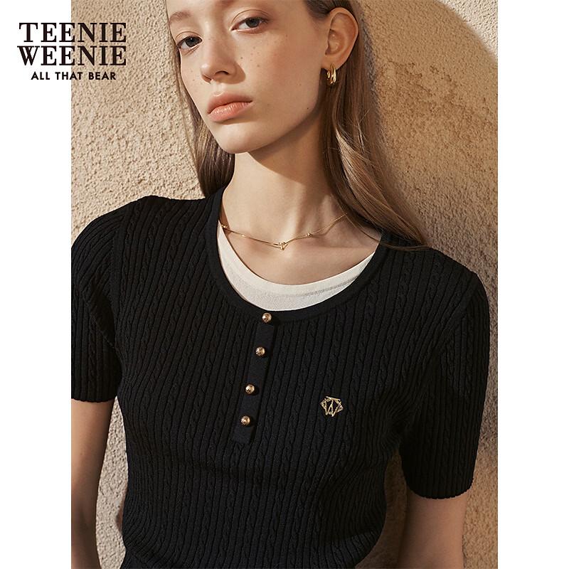 Teenie Weenie Bear Women's Faux Two-Piece Short-Sleeve Sweater