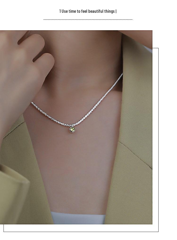 Elegant Olive Green Zircon Star Clavicle Pendant Necklace for Women