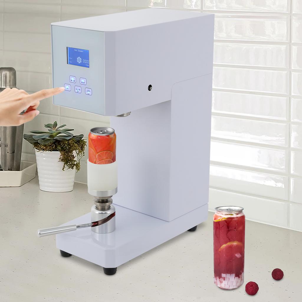 BYMAOCAR Commercial Automatic Can Sealer Machine, 2.2" Diameter Height Adjustable 110v 370w for Juice, Bubble Tea, Beer, Soda