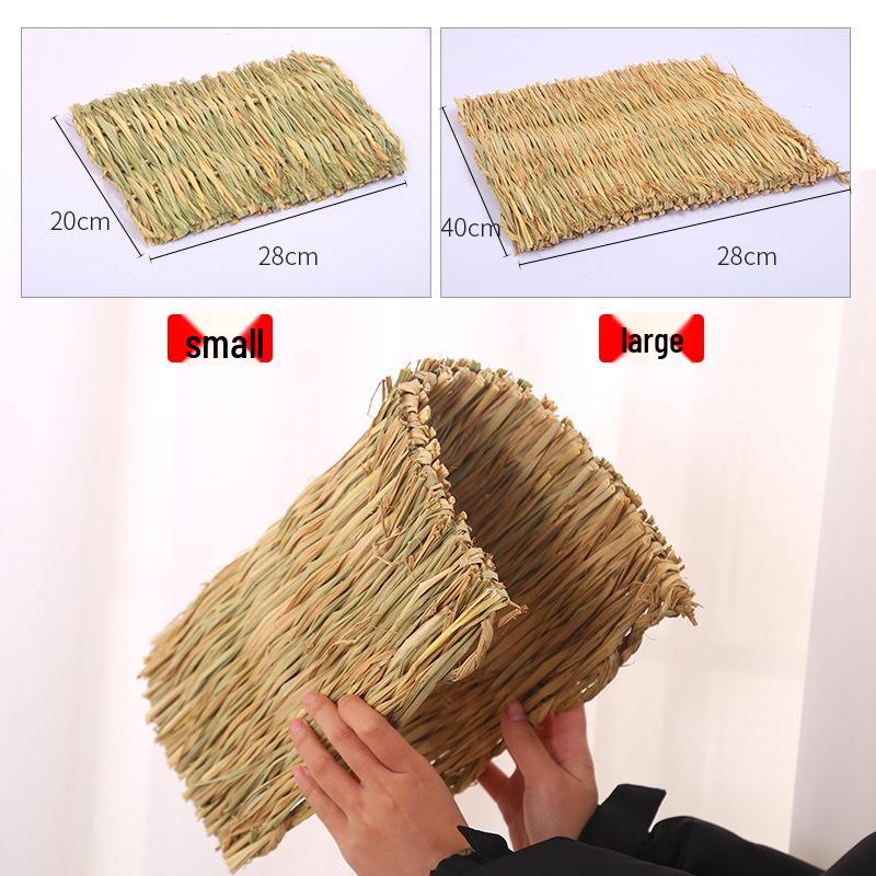 Hand-Woven Grass Mat for Rabbits & Guinea Pigs - Cozy Pet Nest & Foot Pad