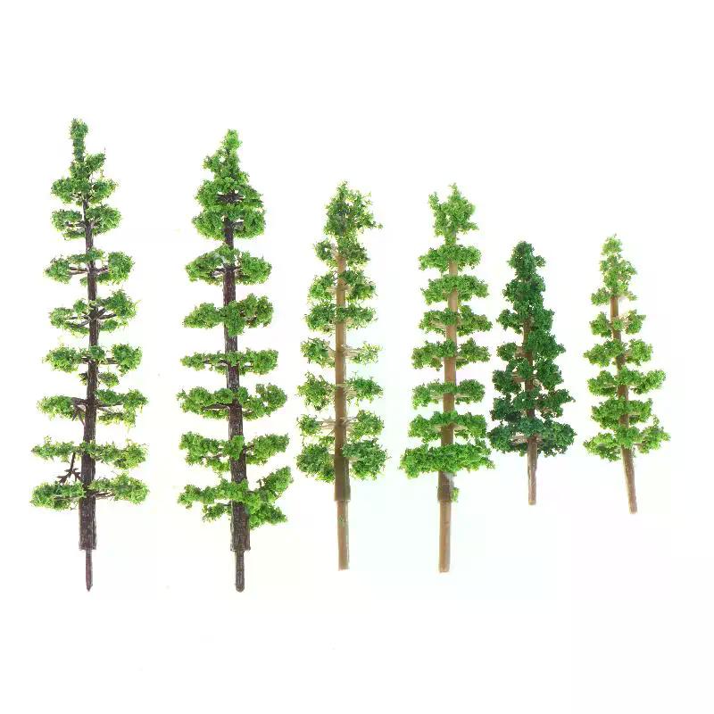 10Pcs Simulation Mini Green Tree Model Dollhouses Garden Landscape Ornaments Dollhouse Railway Street Scene Decoration