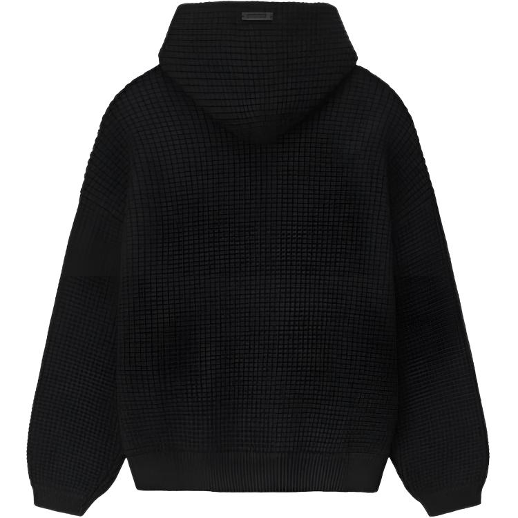 Fear of God Essentials Heavy Waffle 90s Hoodie Vintage Black Men Tops 192HO254361F