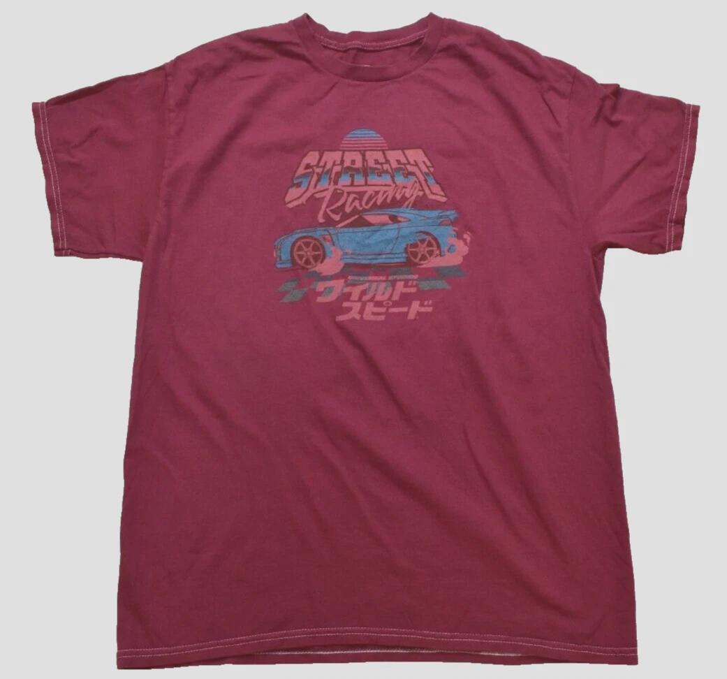 

Fast & Furious Mens Street Racing Retro Kanji Graphic Maroon Shirt New 2XL L