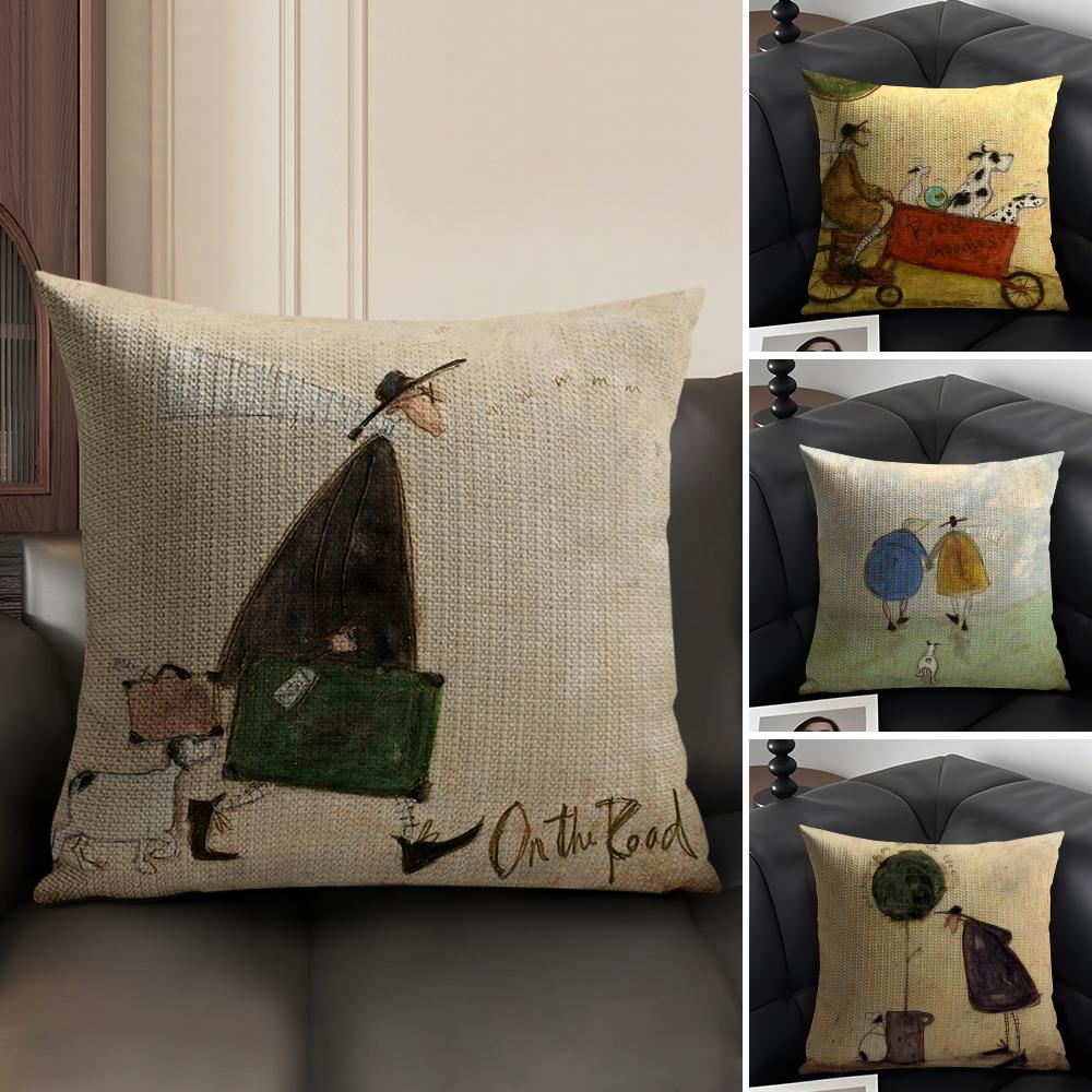 Psam Toft Art Pillow Case Pattern Printed Pillowcase For Living Room Sofa Cushion Cover & Bedroom Decor