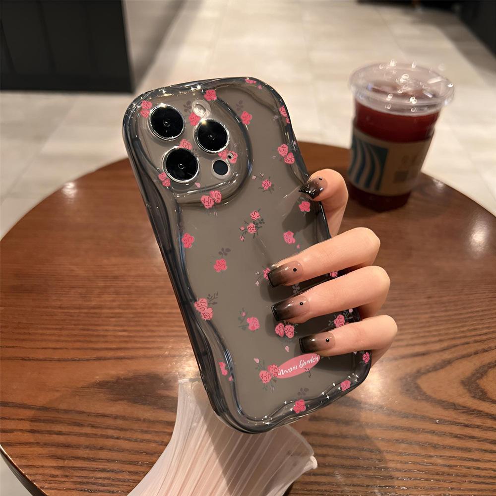 Summer ins wind pink rose floral mobile phone case iPhone15pm soft silicone Apple 16Pro sweet girl model