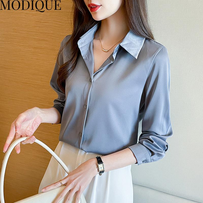 MODIQUE Spring Summer Plus Size Women Loose Casual Office Cotton Linen Chiffon Solid Color Blouse Shirts Lady Basics Oversize V-Neck Long Sleeve Coats