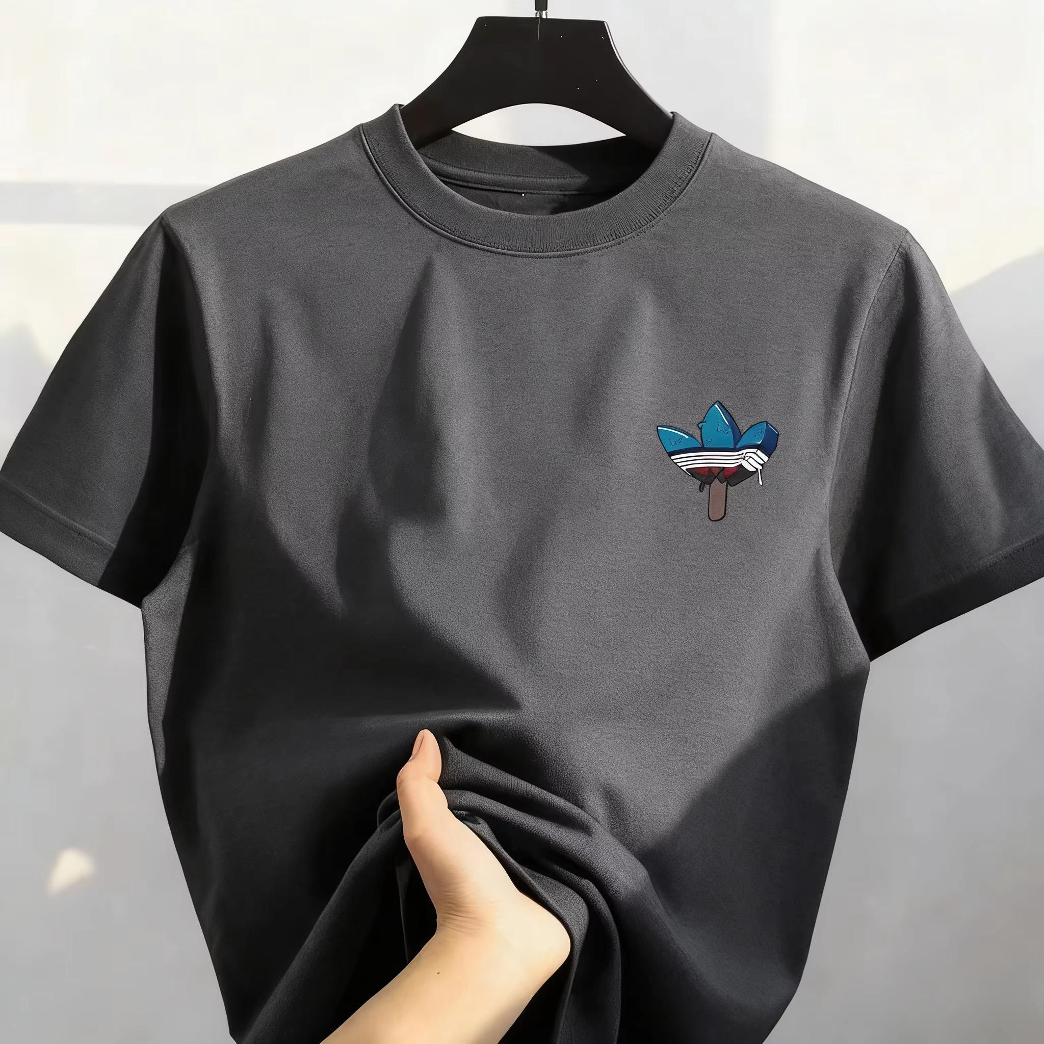 2026  Bestselling Korean Street Pure Cotton Cartoon Printed Round Neck Heavy Mens and Womens Shortsleeved Leisure Tshirt S