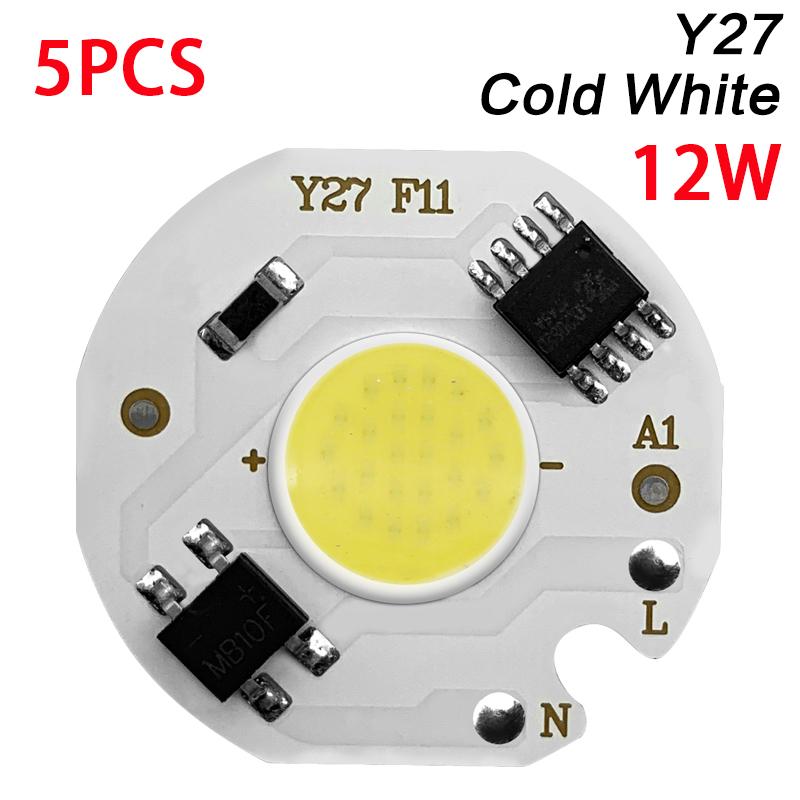 5pcs Chip COB LED Lamp Real Power 3W 5W 7W 10W 12W Y27 LED Lamp Bulb 220V IP65 Input Smart IC For DIY LED Flood Light Spotlight