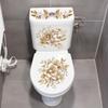 Luxury Gold Pearl Floral Toilet Sticker Waterproof Self-Adhesive Bathroom Decor Sticker Wall Stickers Home Decoration Stickers