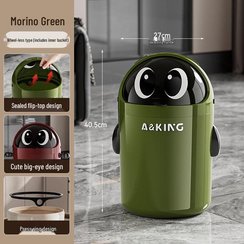 2026 High-End Large Capacity Trash Can with Wheels & Flip Lid for Living Room/Bedroom