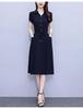 Elegant Plus-Size Short Sleeve Red Dress for Women - Waist-Slimming and Tummy-Covering Design for Middle-Aged and Elderly Ladies