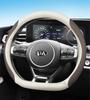 Genuine Leather Steering Wheel Covers for Kia K5, Sportage, K4, K3, Sorento, KX5, KX7, Carnival, and Forte.