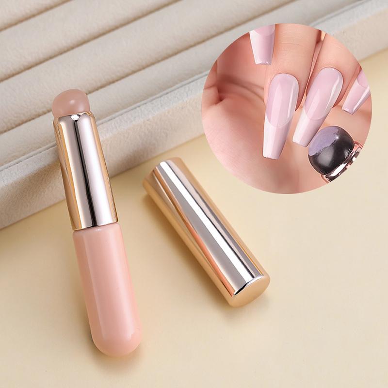 Nail Art Pigment Silicone Applicator Stick Reusable Chrome Glitter Applying Manicure Tool Easy Daub Pigment Nail Brush
