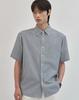 WORK ON BODY OFF Linea Semi-Overfit Striped Short Sleeve Shirt [Blue]