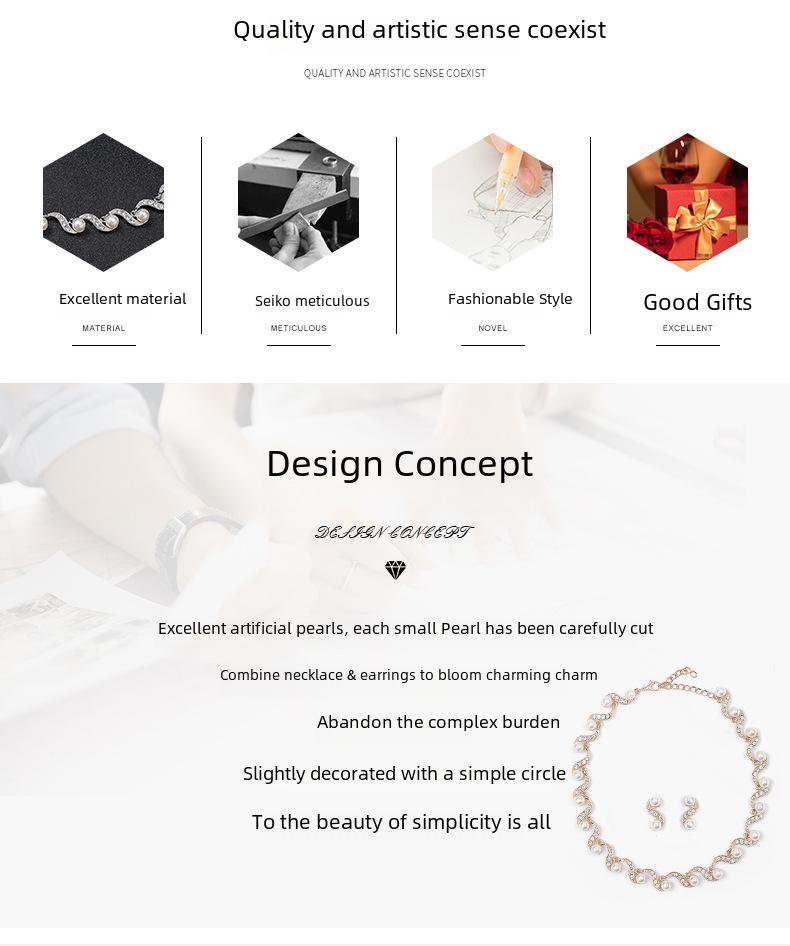 Elegancki Zestaw Naszyjnika i Kolczyków z Pereł: Lekki luksus, wszechstronny sweter i łańcuszek na obojczyk z elementami ze stopu.