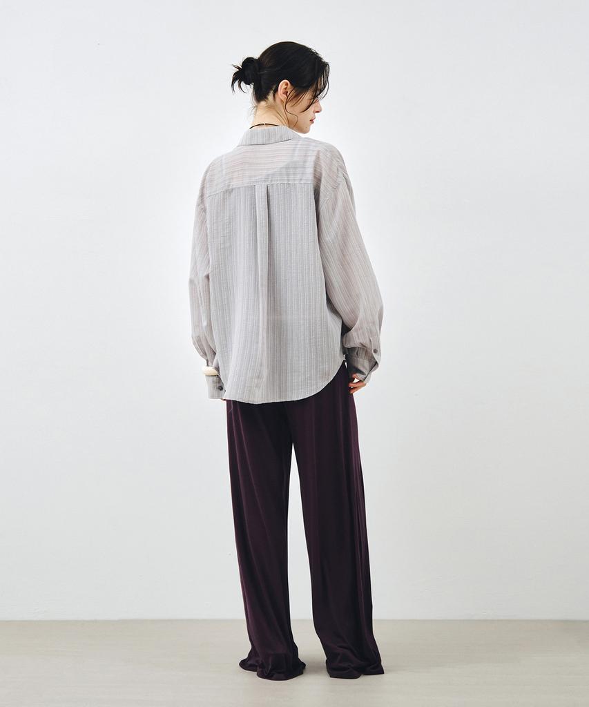 MONGDOL Striped See-Through Oversized Shirt Gray Mdsh019Stgray