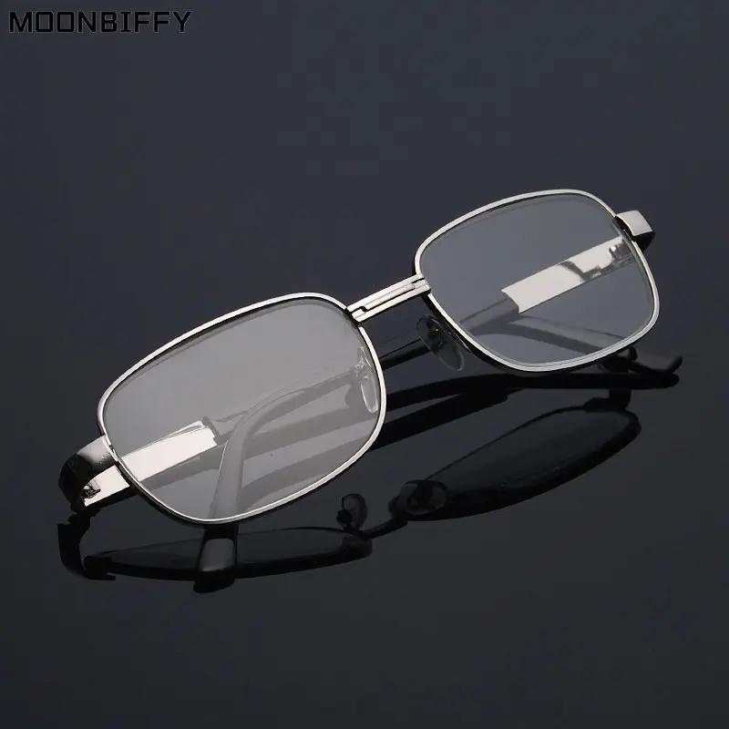 Reading Eyeglasses Ladies Men Durable Metal Metal Spectacle Frame Frame Crystal Glass Rectangular Hyperopia Presbyopia Reader Glasses +10 +15 +2.5