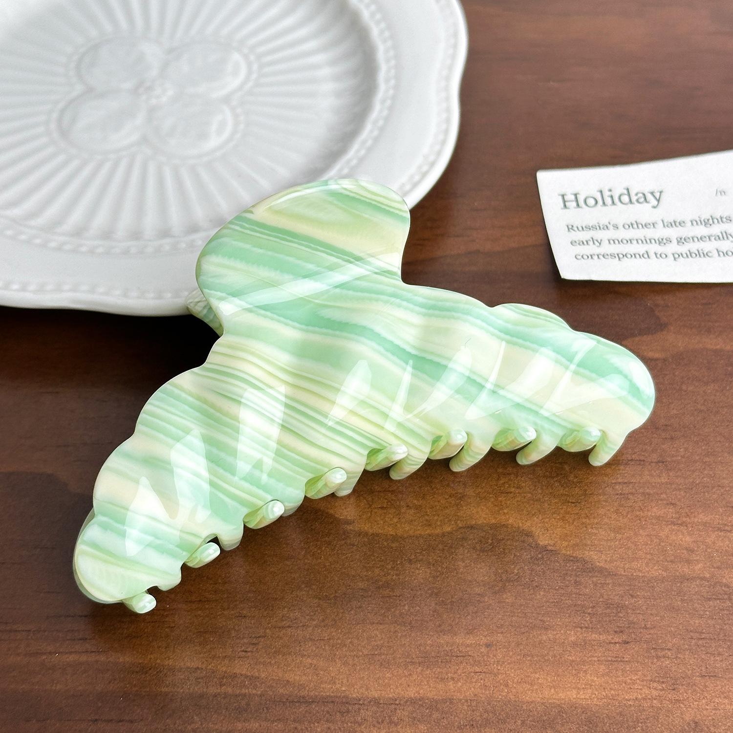 

Modern Acetate Striped Hair Claw Clip Offering Chic Style For Womens Accessories Hair Green