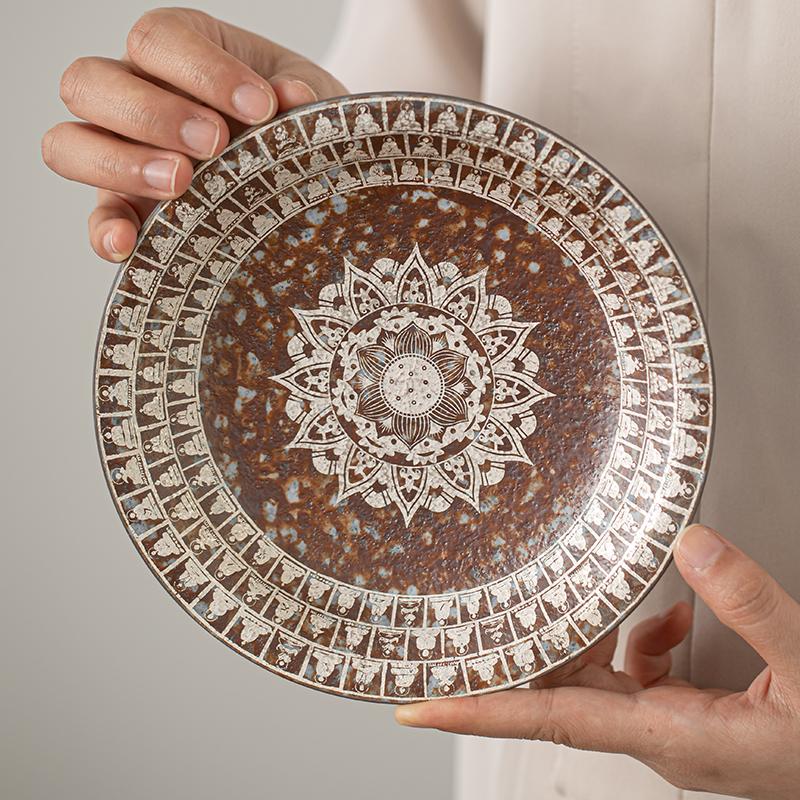 Dunhuang Mural Wanfo Cover Bowl, Single High-end Household Not Hot, Single Small Ceramic Tea Bowl