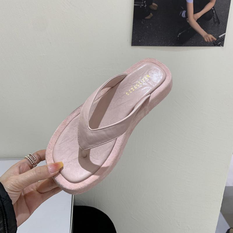

Летние женские повседневные шлепанцы с клипсой для пальца, удобные платформенные балетки, пляжные шлепанцы для отпуска, обувь Zapatos De Mujer 40 розовый