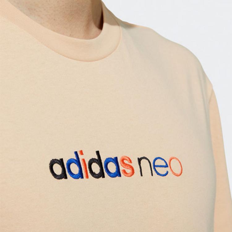 Adidas Neo Logo Embroidered Knit Sports T-Shirt Men Tops Amber-Yellow GP4828