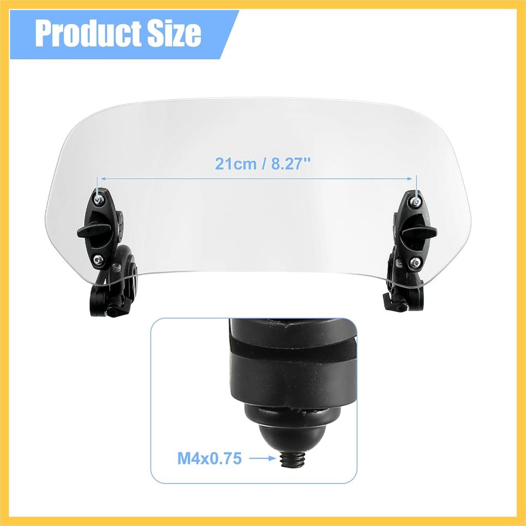 28.5cm Motorcycle Windshield Motorcycle Wind Deflector Clear Lens Adjustable Clip Windshield Extension Universal Fit for Most Motorcycle Scooter Auto