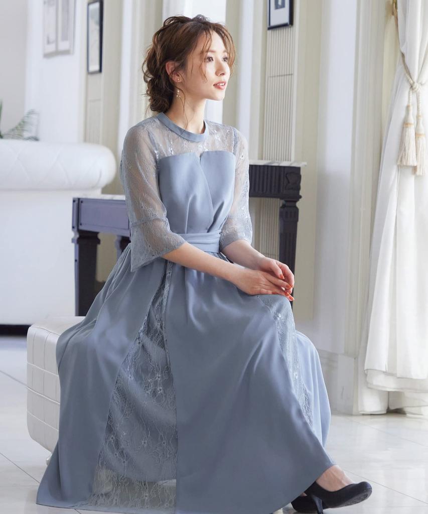 Short Size L [niana] Wedding/Party Dress, Plus/Petite Sizes, Height, Blue/Gray Bustier,