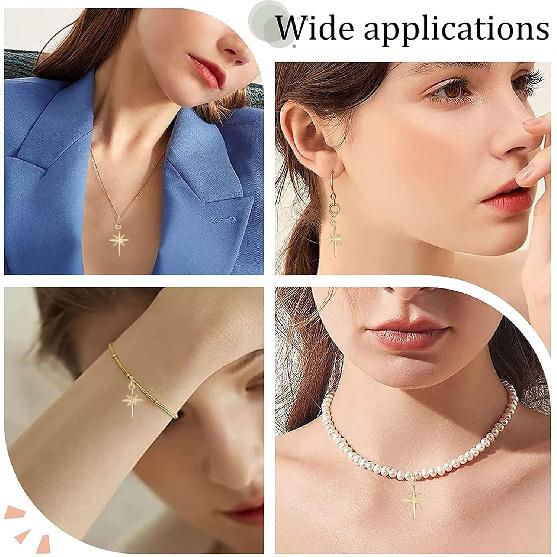 Beebeecraft 12Pcs Gold/Silver North Star Charms Polaris Star Pendants Charms with Jump Rings 10x17mm for DIY Craft Bracelet Necklace Jewelry Making