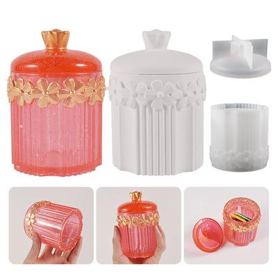 Çiçek Şerit Kap Silikon Kalıpları Kristal Epoksi Reçine Kalıp DIY Mücevher Saklama Kavanozu Alçı Kalıp DIY El Sanatları Aracı