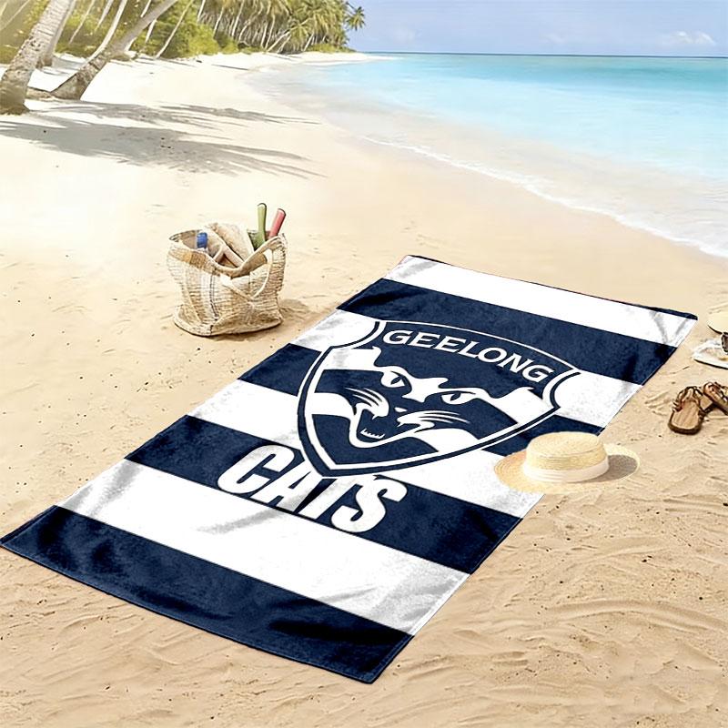 Geelong Cats Print Beach Towel, Large Soft Quick Dry Towel for Beach Camping Swimming