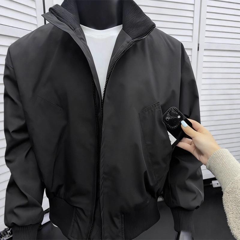 Men's Black CleanFit Workwear Bomber with Three-Proof Stand Collar