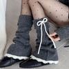 Y2K Knit Banding Leggings Flare Knee High Socks Fashion Women's Plush Stockings  Women