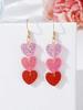 1 Pair Of Heart-Shaped Sweet Pendant Earrings, Valentine'S Day Style Simple And Cute Temperament Ear Accessories