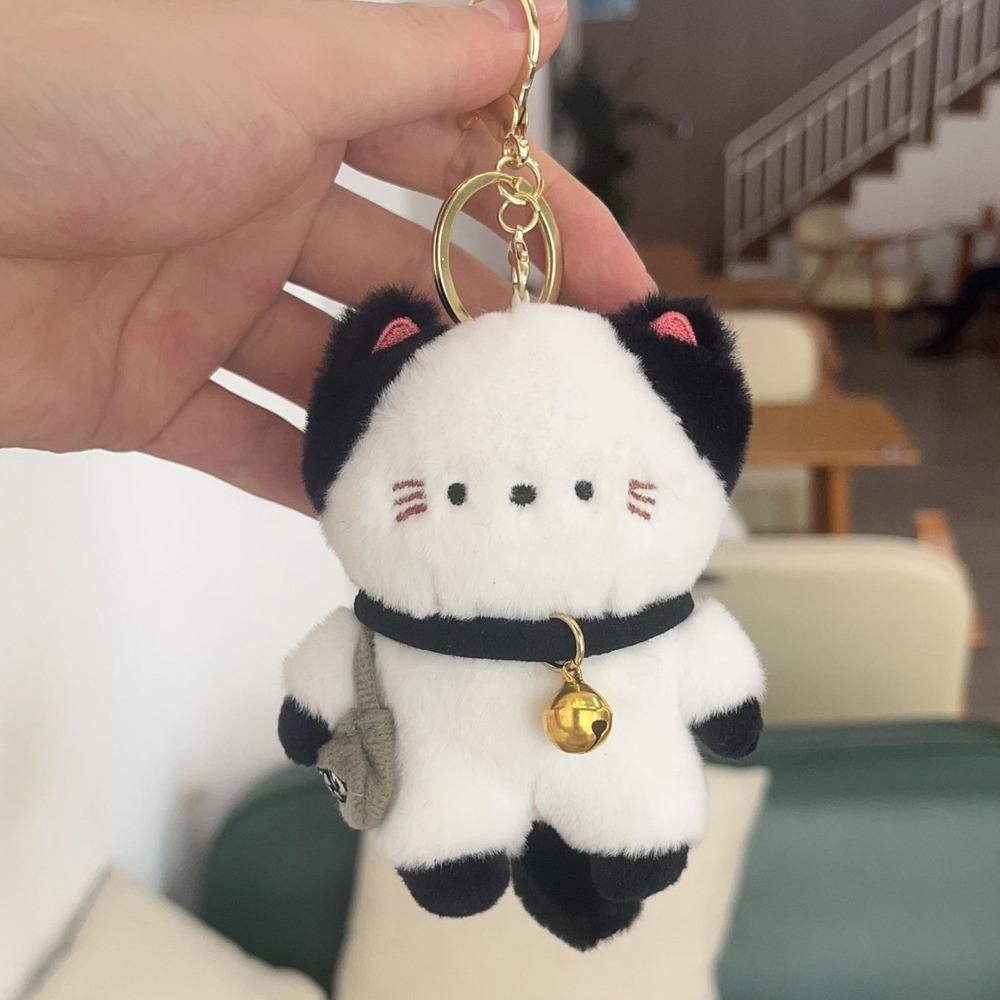 Travel Kitten Cat Plush Keyring Bell Plush Cat Doll Keychain Plush Cat Bag Pendant  Female Girls