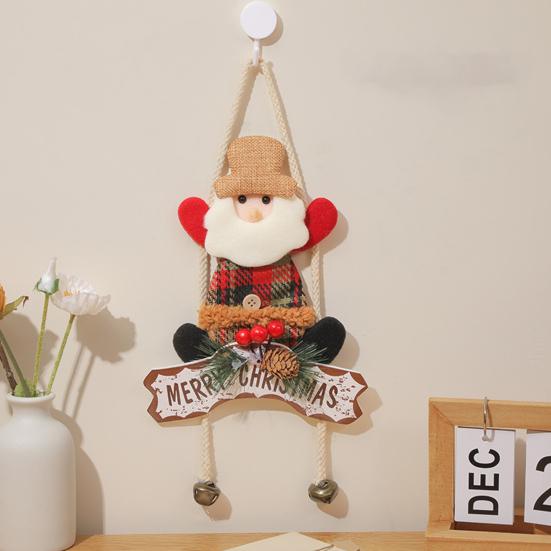 Christmas Hanging Decoration 3D Santa Snowman Elk Bear Door Knob Hanger Holiday Wall Art Sign for Living Room Bedroom Indoor Decor