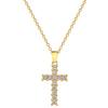 Light Luxury Zircon Cross Furnace Real Gold Necklace Female Collarbone Chain With Jewelry