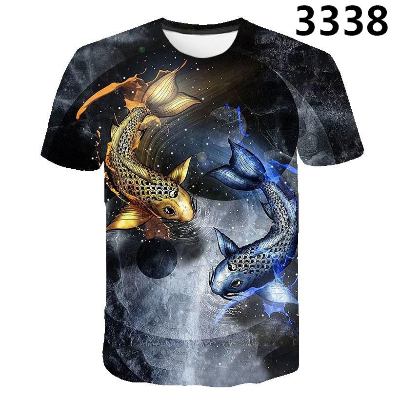 

Funny Fishing T-shirt Summer Fish 3D Printed T-shirt Men s and Women s Hip Hop T-shirt Street Fashion Animal Top Fish T-shirt XS