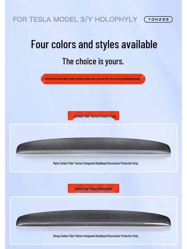 Tesla Model 3/Y Dashboard Decorative Protection Strip Panel Stickers