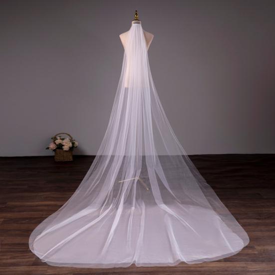 Bridal Veil with Hair Comb Double Layer Long Style Scalp-friendly Wedding Veil Soft Drooping Bridal Veil