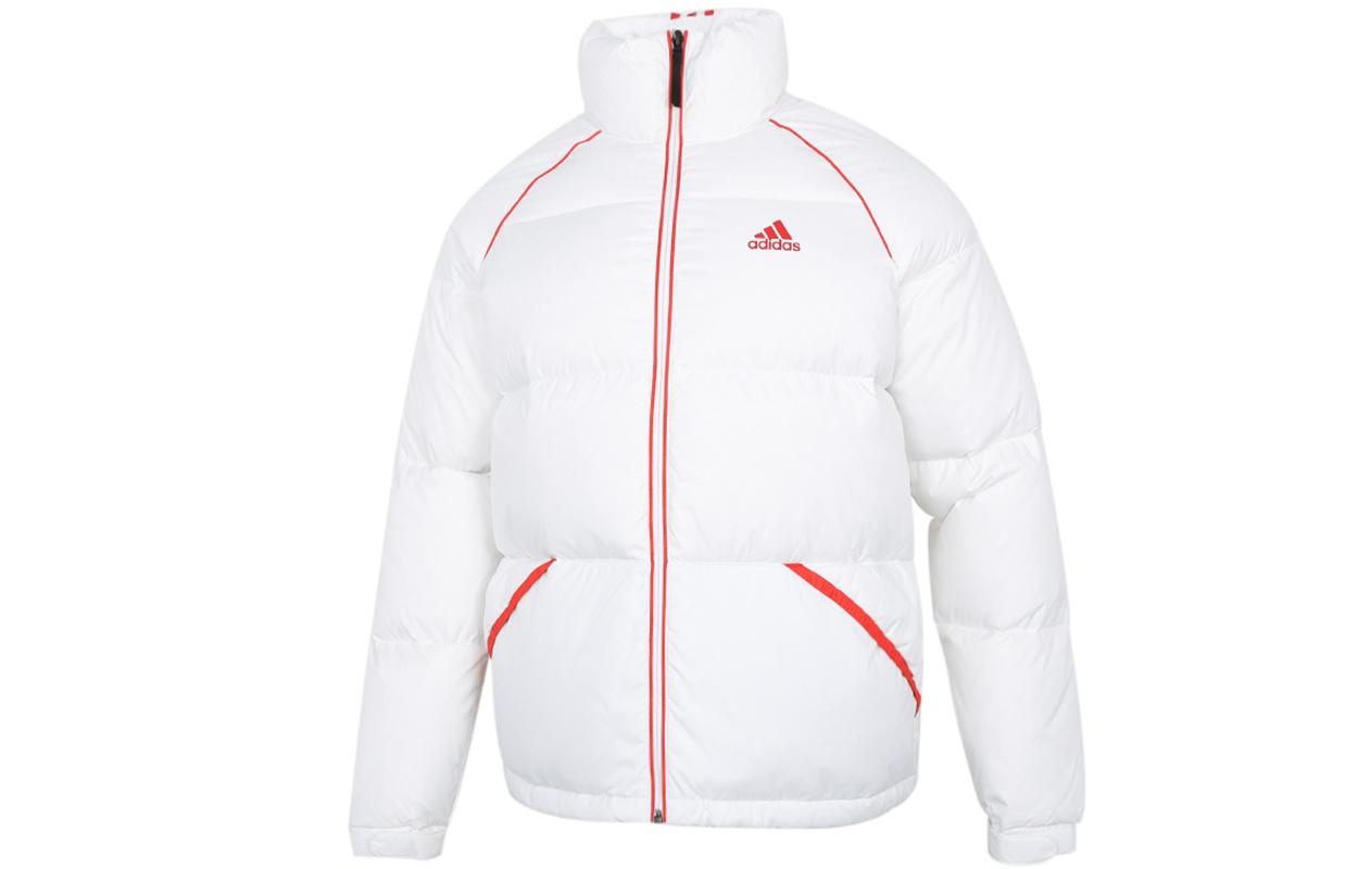 adidas Men s Striped Stand Collar Down Jacket White H20751 S