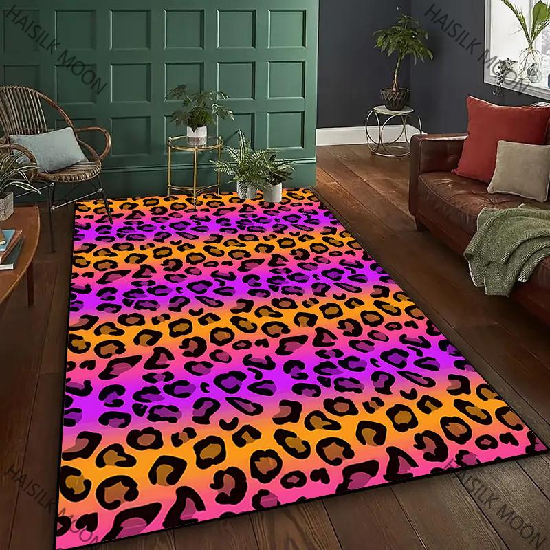New To Colorful Leopard Theme Printed Carpet! Anti-slip Sound Insulation, Living Room Bedroom Entrance Door Mat Sofa Rugs Gifts