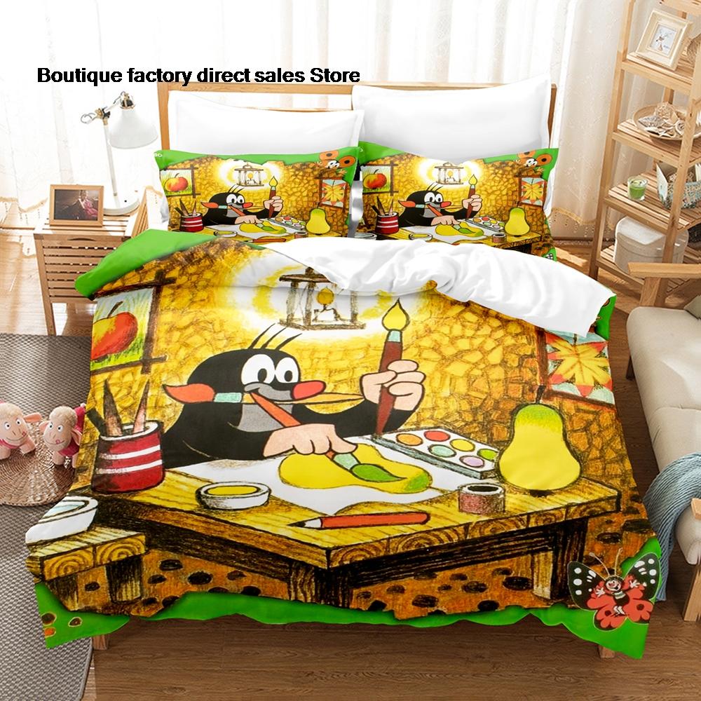 3D-gedrucktes Die kleine Maulwurf Bettwäsche-Set Bettbezug Kissenbezug Für Kinderzimmer Dekoration Einzelbett Doppelbett Queen Size King Size Bettwäsche