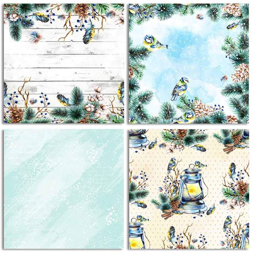 24 Sheets Winter Story Craft Paper Pads Cutting Dies Art Background Origami Scrapbooking Card Making.