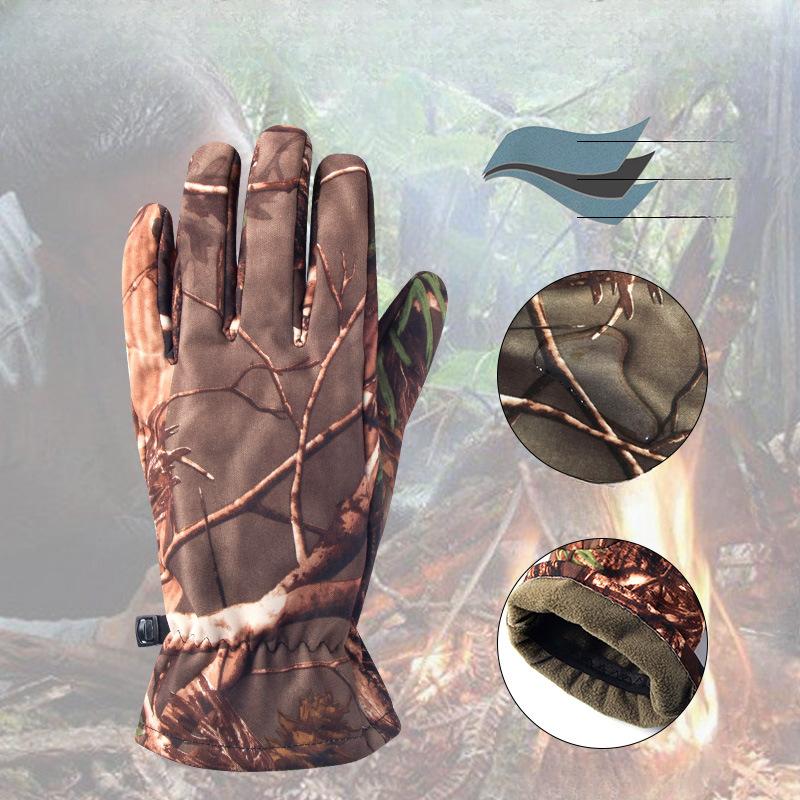 Podzimní a zimní hřejivé taktické rukavice Větruodolné a chladuvzdorné Venkovní sporty Lyžování Vodotěsné Kamuflážové Plus sametové Cyklistické rukavice