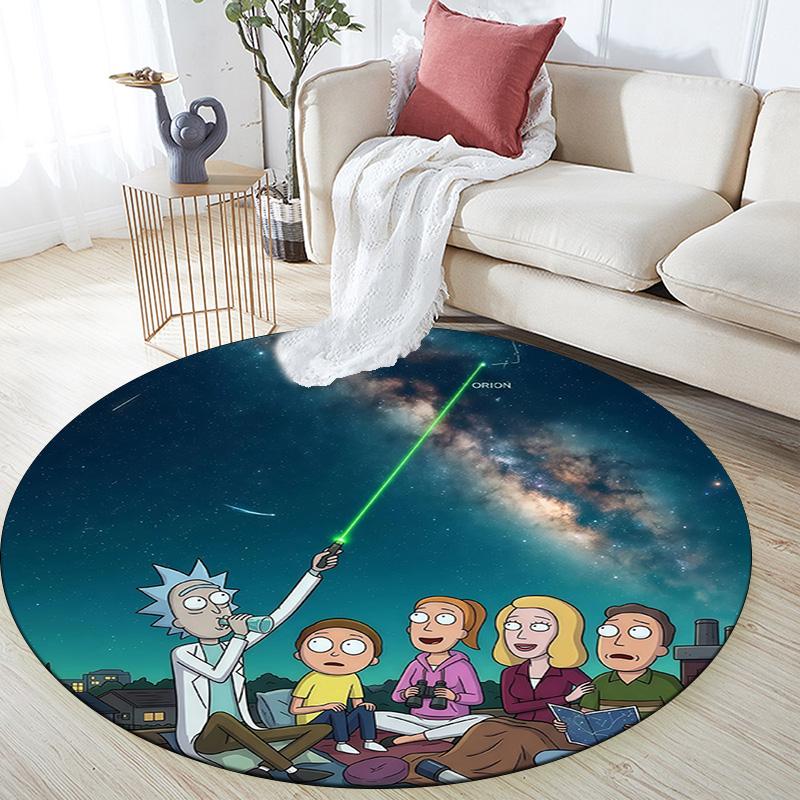 Rick and Morty2 Round Area Rug,Carpet Rug for Living Room Bedroom Sofa Playroom Decor,Non-slip Floor Mat